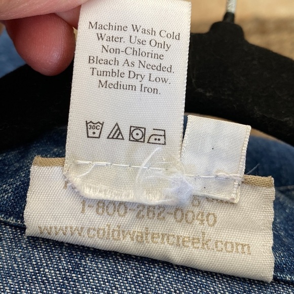 Coldwater Creek Patchwork denim jacket Womens M Overshirt Barn chore Tunic - Picture 13 of 14